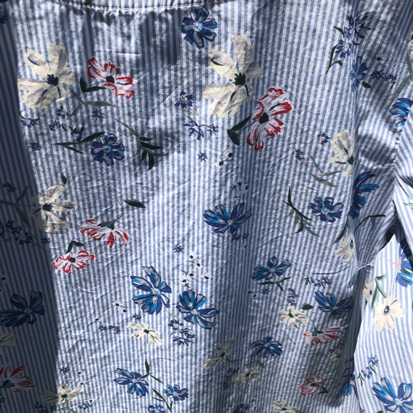 H&M Blue Floral Stripe Short Sleeve Blouse - Picture 3 of 8